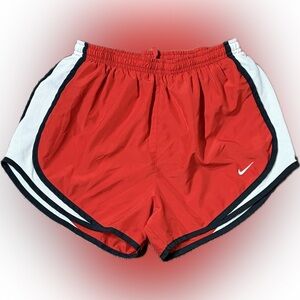 Nike Women's Red and White Athletic Shorts